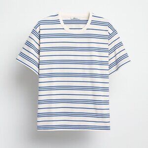 Madewell Cotton Relaxed Oversized Tee Women's Medium Lighthouse & Blue Stripe